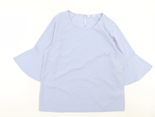 Damart Womens Blue Polyester Basic T-Shirt Size 16 Crew Neck