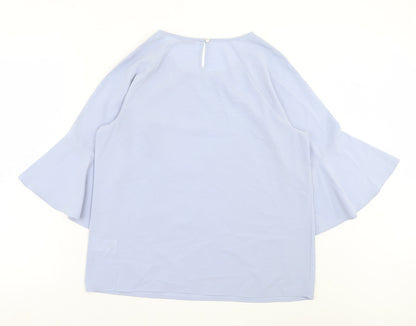 Damart Womens Blue Polyester Basic T-Shirt Size 16 Crew Neck