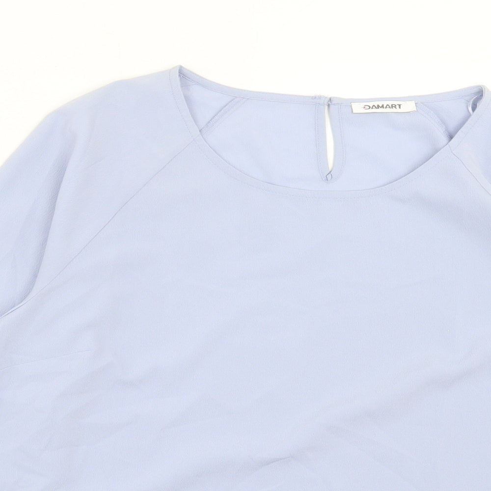 Damart Womens Blue Polyester Basic T-Shirt Size 16 Crew Neck