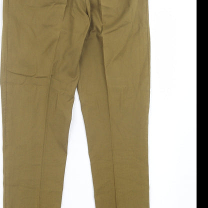 Topshop Womens Green Cotton Trousers Size 6 L28 in Regular Button