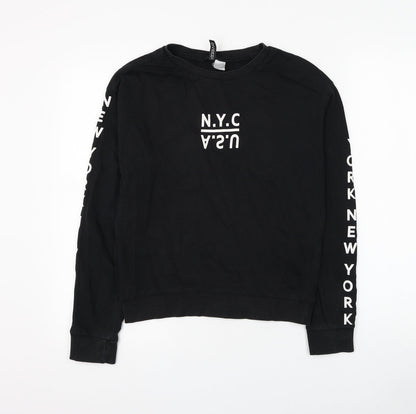 Womens UK Size XS Divided by H&M Black Pullover Sweatshirt