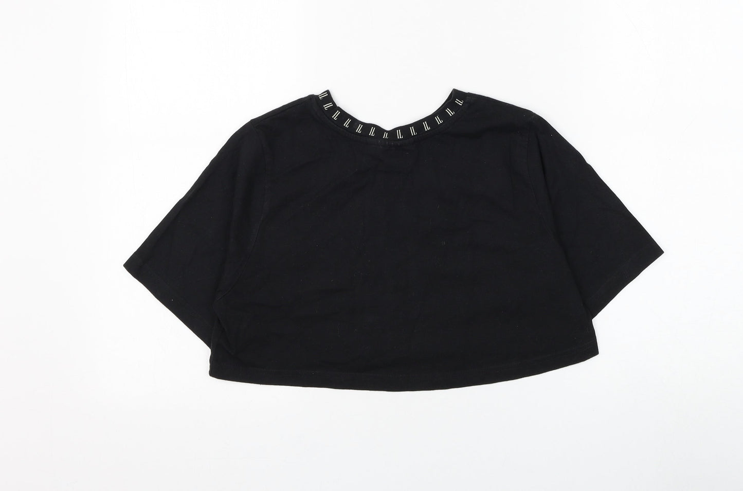 Il Sarto Womens Black Cotton Cropped T-Shirt Size XS Round Neck