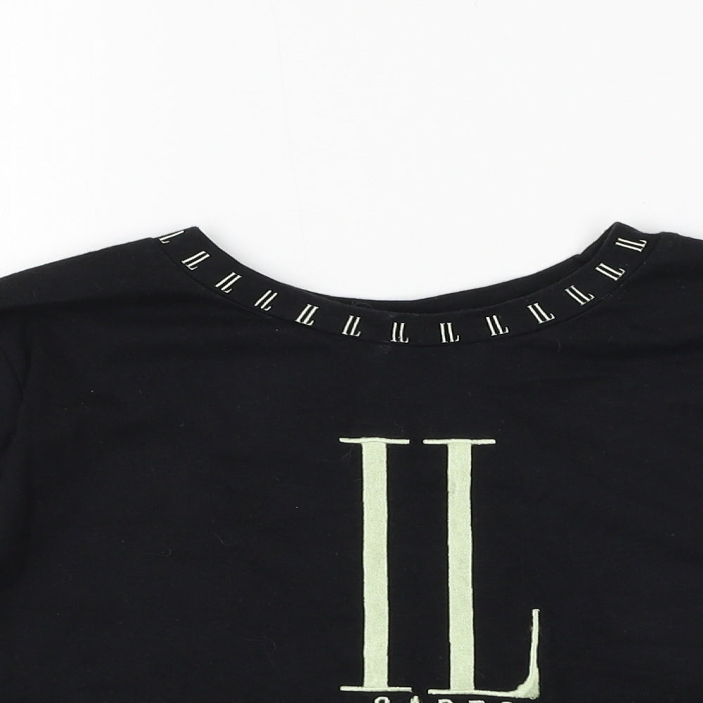 Il Sarto Womens Black Cotton Cropped T-Shirt Size XS Round Neck