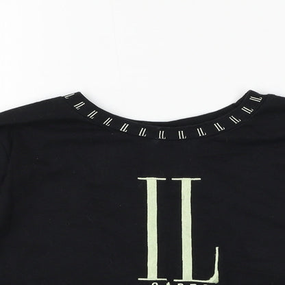 Il Sarto Womens Black Cotton Cropped T-Shirt Size XS Round Neck