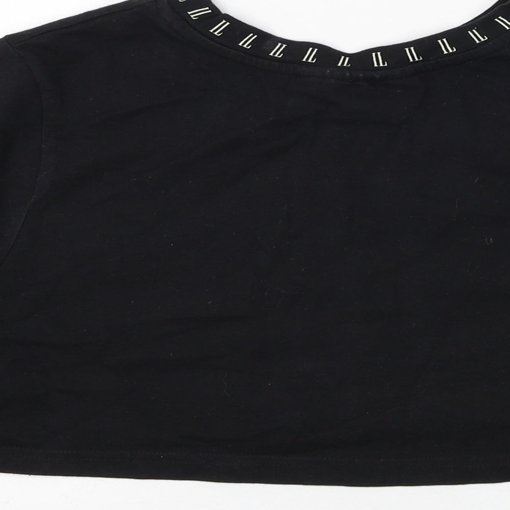 Il Sarto Womens Black Cotton Cropped T-Shirt Size XS Round Neck
