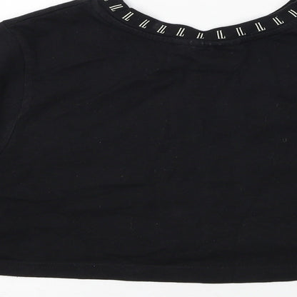 Il Sarto Womens Black Cotton Cropped T-Shirt Size XS Round Neck