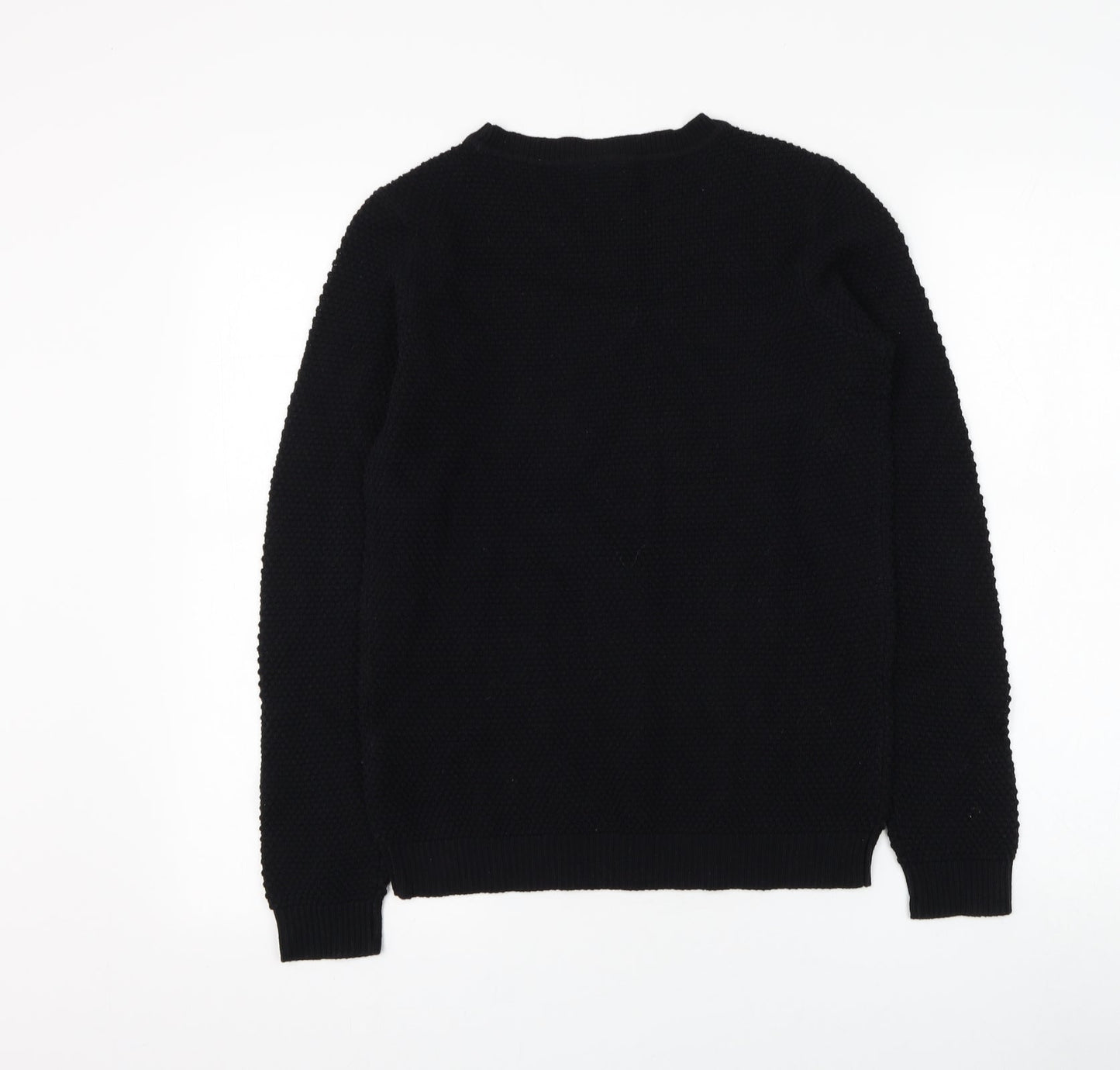 VILA Mens Black Round Neck Acrylic Pullover Jumper Size XS