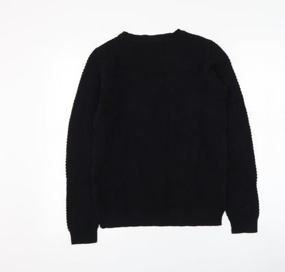 VILA Mens Black Round Neck Acrylic Pullover Jumper Size XS