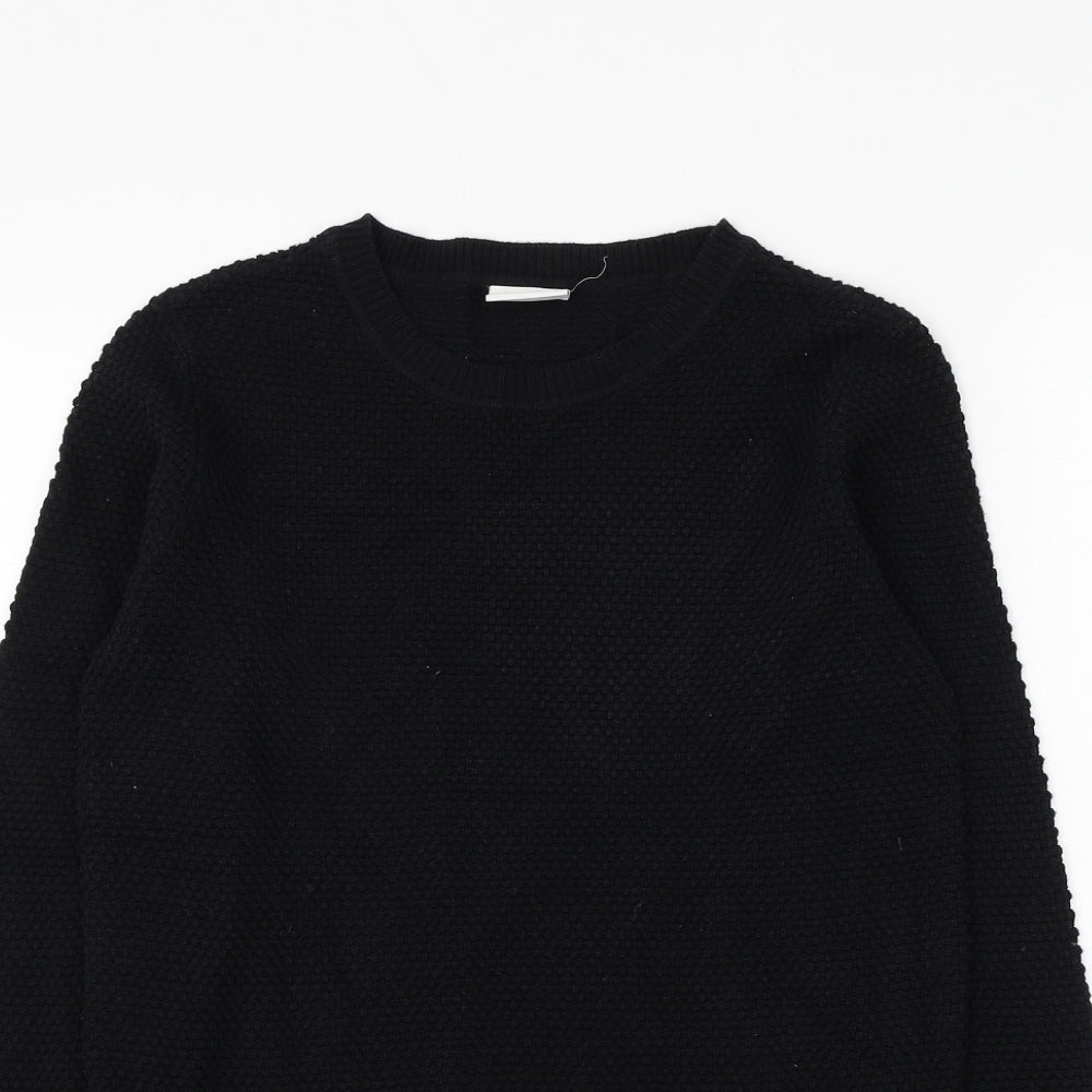 VILA Mens Black Round Neck Acrylic Pullover Jumper Size XS