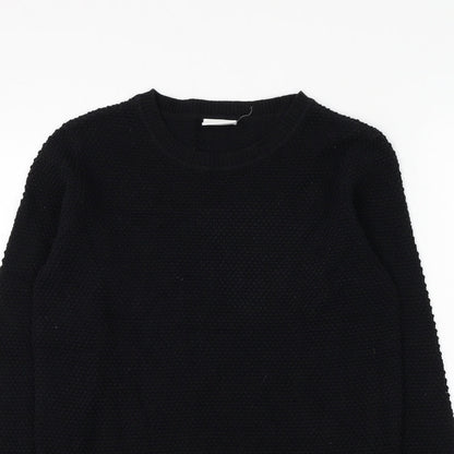 VILA Mens Black Round Neck Acrylic Pullover Jumper Size XS