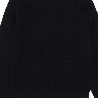VILA Mens Black Round Neck Acrylic Pullover Jumper Size XS