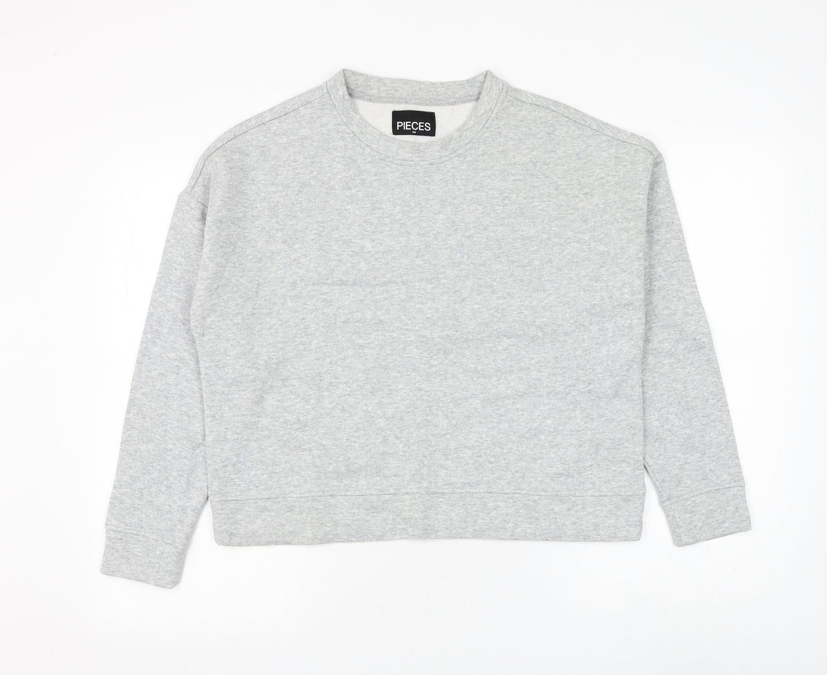 Pieces Womens Grey Cotton Pullover Sweatshirt Size XS Pullover