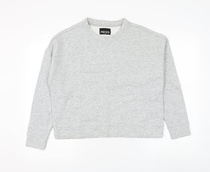 Pieces Womens Grey Cotton Pullover Sweatshirt Size XS Pullover