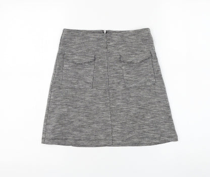 Miss Selfridge Womens Grey Polyester A-Line Skirt Size 6 Zip