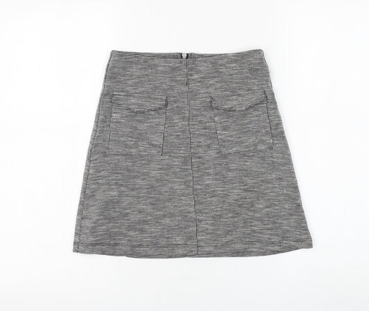 Miss Selfridge Womens Grey Polyester A-Line Skirt Size 6 Zip