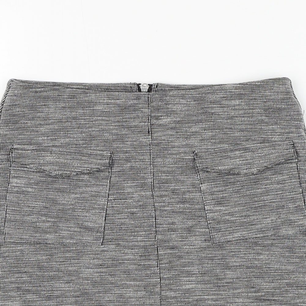 Miss Selfridge Womens Grey Polyester A-Line Skirt Size 6 Zip