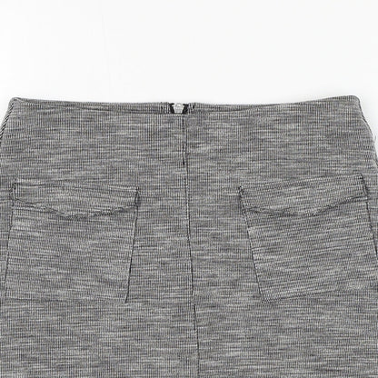 Miss Selfridge Womens Grey Polyester A-Line Skirt Size 6 Zip