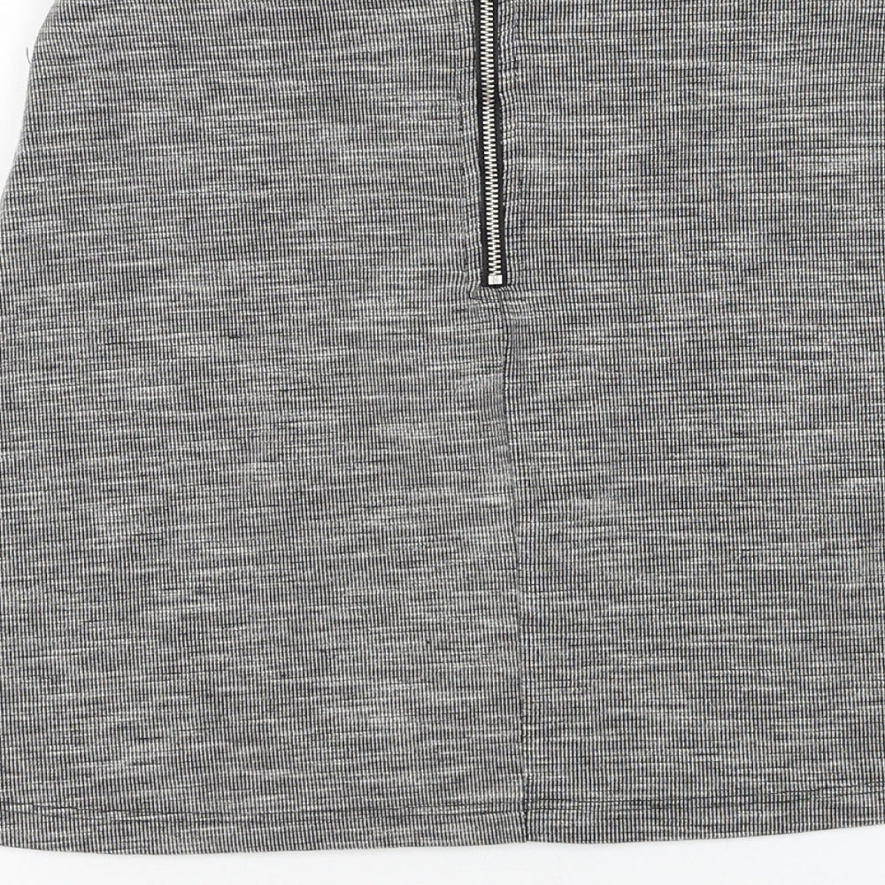 Miss Selfridge Womens Grey Polyester A-Line Skirt Size 6 Zip