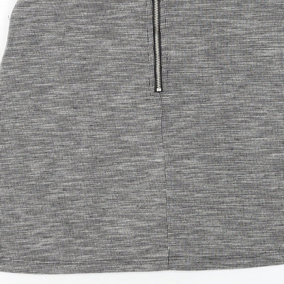 Miss Selfridge Womens Grey Polyester A-Line Skirt Size 6 Zip