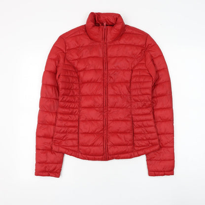 Primark Womens Red Puffer Jacket Coat Size 6 Zip