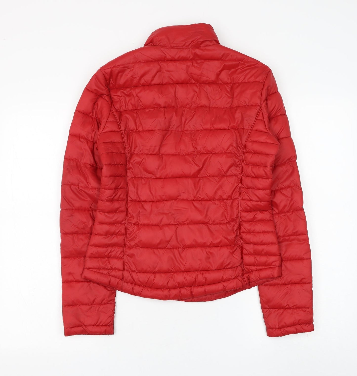 Primark Womens Red Puffer Jacket Coat Size 6 Zip