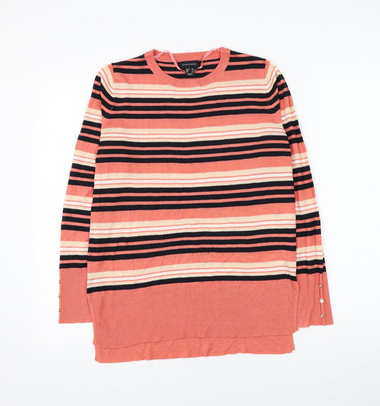 Atmosphere Womens Pink Round Neck Striped Acrylic Pullover Jumper Size 12