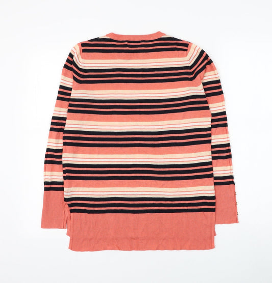 Atmosphere Womens Pink Round Neck Striped Acrylic Pullover Jumper Size 12