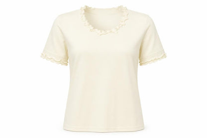 Womens UK Size 10 Emreco Ivory Basic T-Shirt