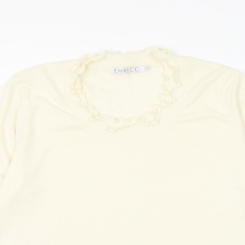 Womens UK Size 10 Emreco Ivory Basic T-Shirt