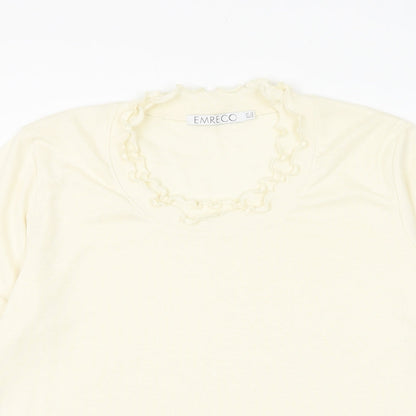 Womens UK Size 10 Emreco Ivory Basic T-Shirt