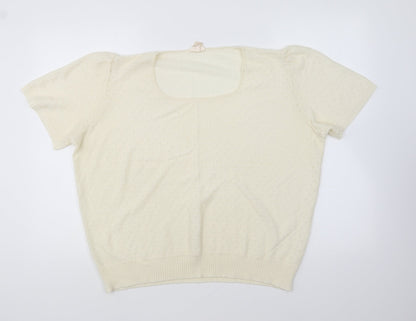 Duke Womens Ivory Round Neck Cotton Pullover Jumper Size 18