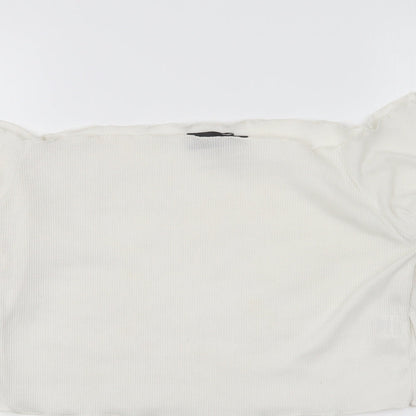 PRETTYLITTLETHING Womens White Polyester Cropped T-Shirt Size 16 Boat Neck