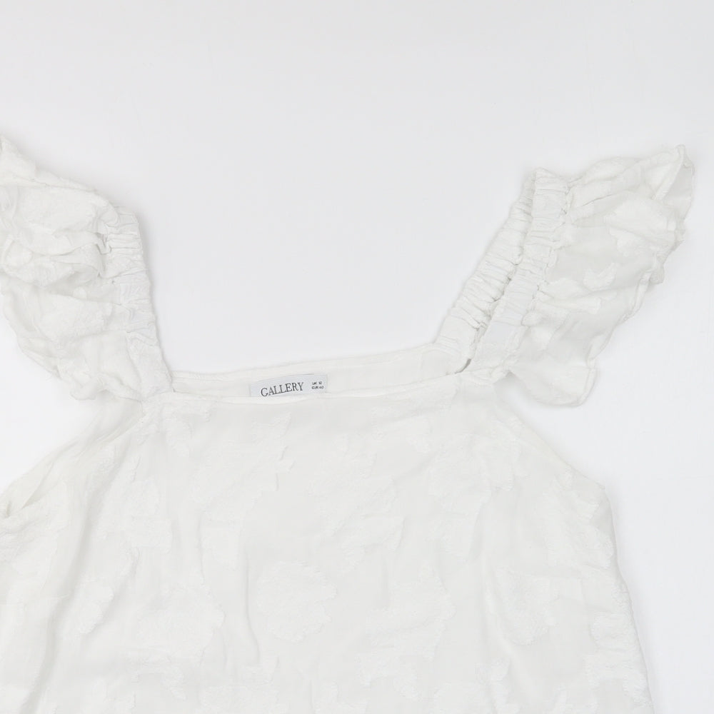 Womens UK Size 12 Gallery White Basic Blouse