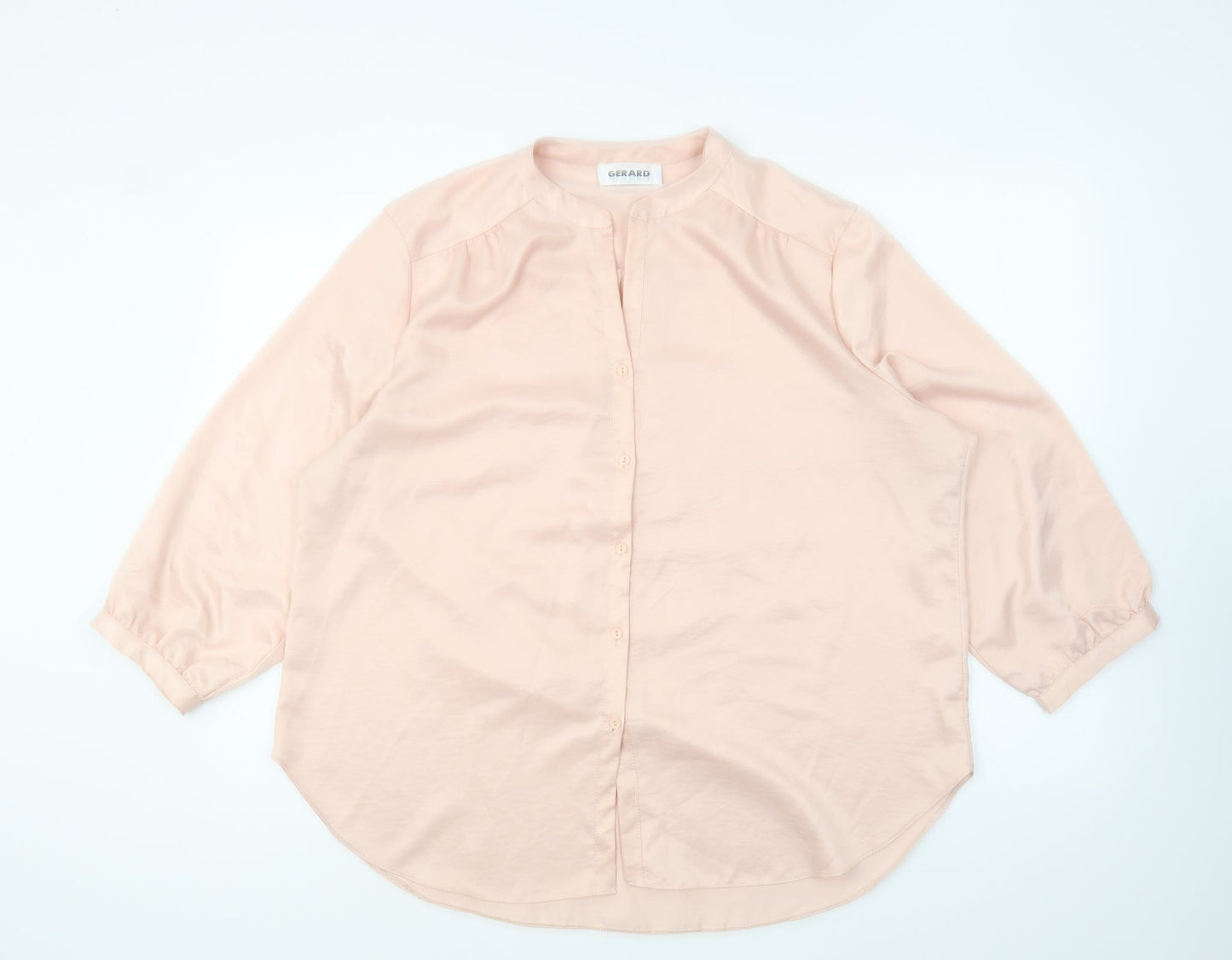 Gerard Womens Pink Polyester Basic Button-Up Size 18 V-Neck