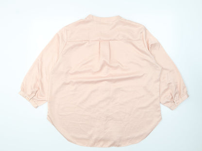 Gerard Womens Pink Polyester Basic Button-Up Size 18 V-Neck