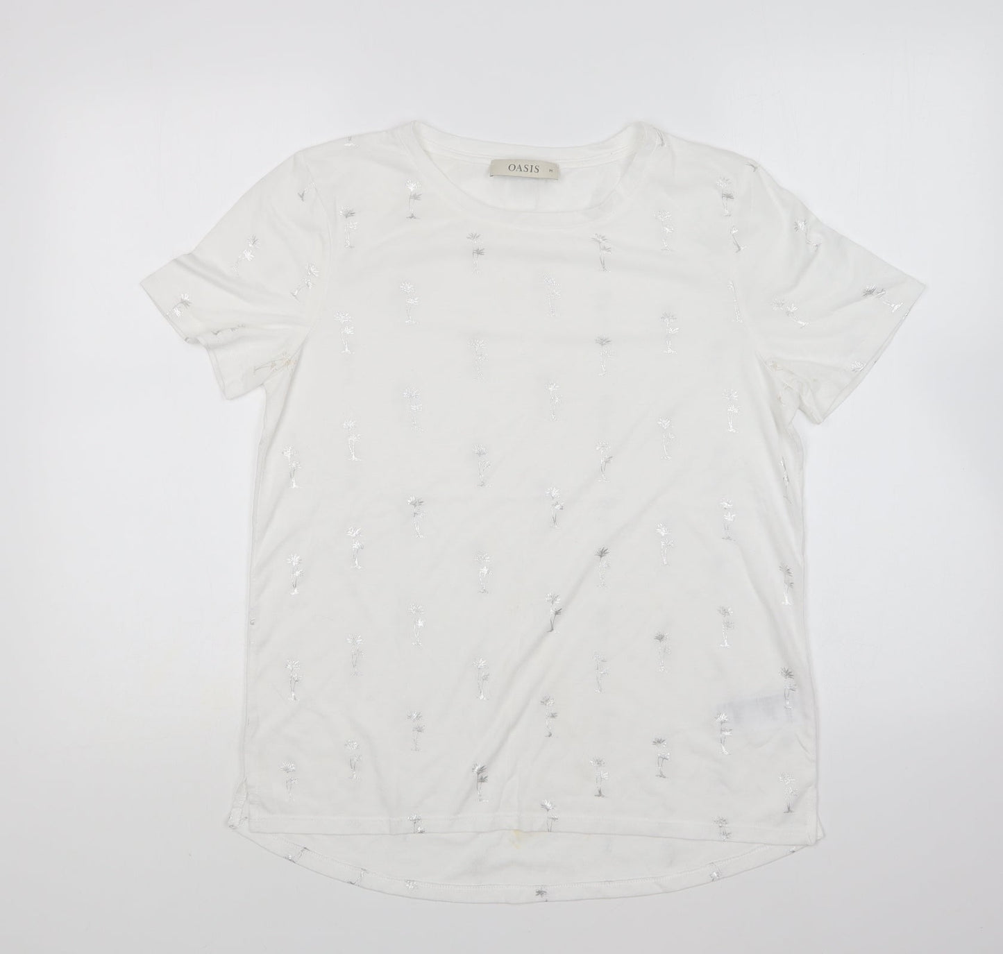 Womens UK Size M Oasis White Basic T-Shirt