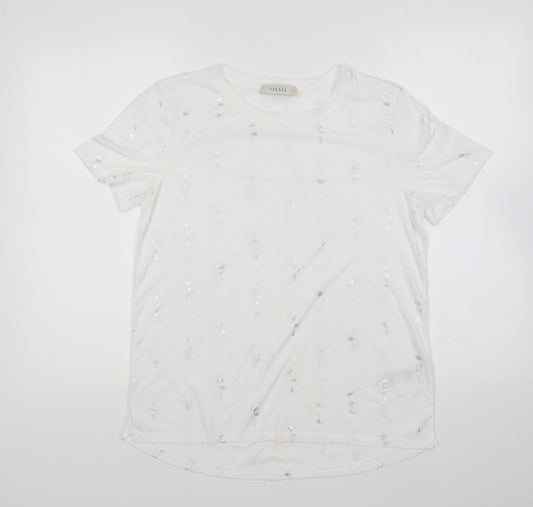 Womens UK Size M Oasis White Basic T-Shirt