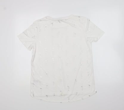 Womens UK Size M Oasis White Basic T-Shirt