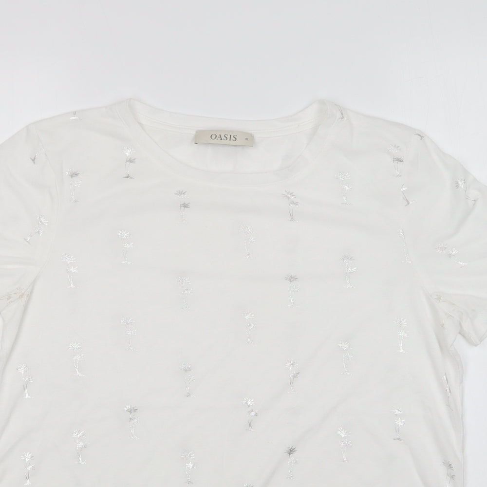 Womens UK Size M Oasis White Basic T-Shirt