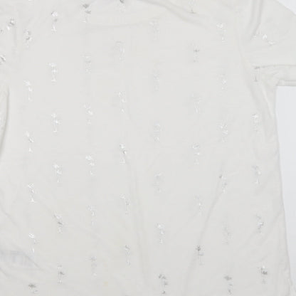 Womens UK Size M Oasis White Basic T-Shirt