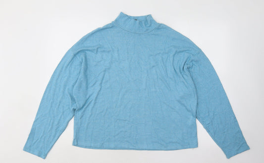 Primark Womens Blue Mock Neck Viscose Pullover Jumper Size 14