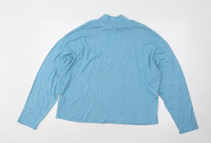 Primark Womens Blue Mock Neck Viscose Pullover Jumper Size 14