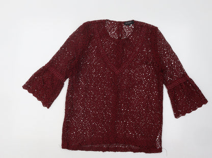 Womens UK Size M Soaked in Luxury Red Pullover Jumper