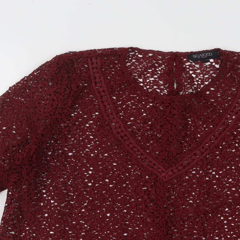 Womens UK Size M Soaked in Luxury Red Pullover Jumper