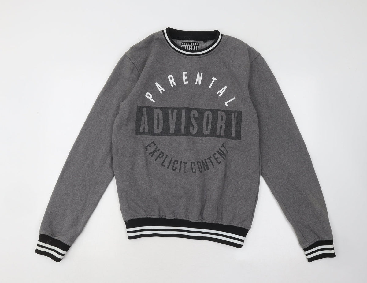 Parental Advisory Womens Grey Cotton Pullover Sweatshirt Size S Pullover
