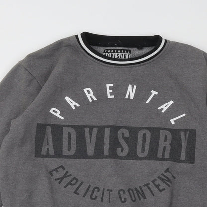 Parental Advisory Womens Grey Cotton Pullover Sweatshirt Size S Pullover