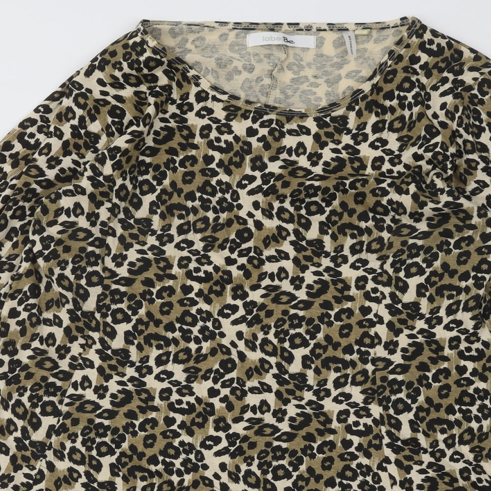 Label Be Womens Multicoloured Animal Print Cotton Skater Dress Size 14 Round Neck Pullover - Leopard pattern