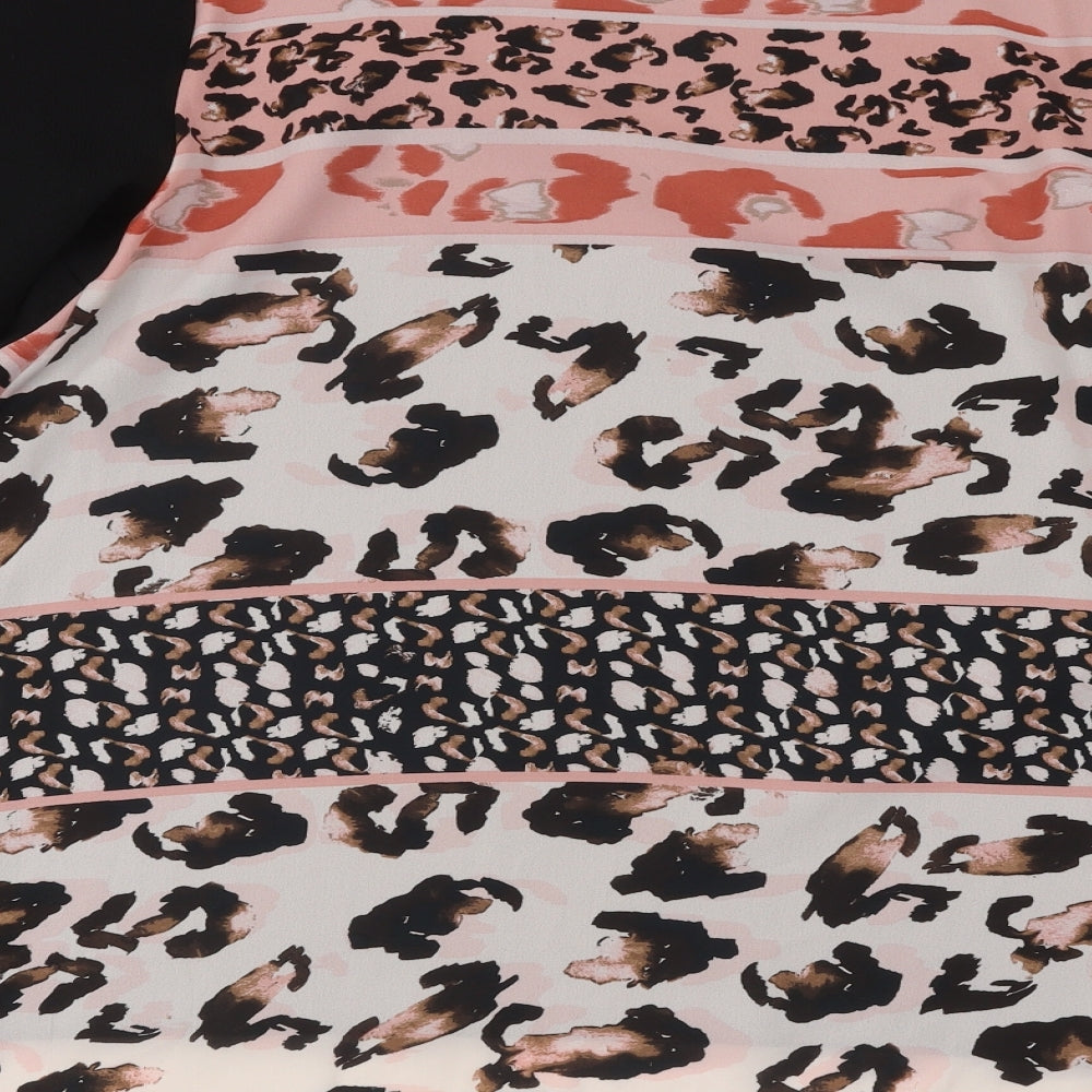 Nutmeg Womens Black Round Neck Geometric Polyester Pullover Jumper Size 14