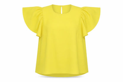 Womens UK Size 12 Nutmeg Yellow Basic Blouse