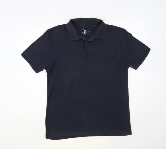 Alpine Expedition Mens Blue Cotton Polo Size L Collared Button